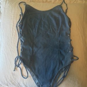 Denim Laceup Bodysuit